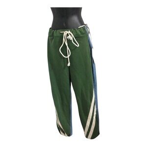 Austin Landing green knit athletic stripe pants with jeans denim back size 0 new